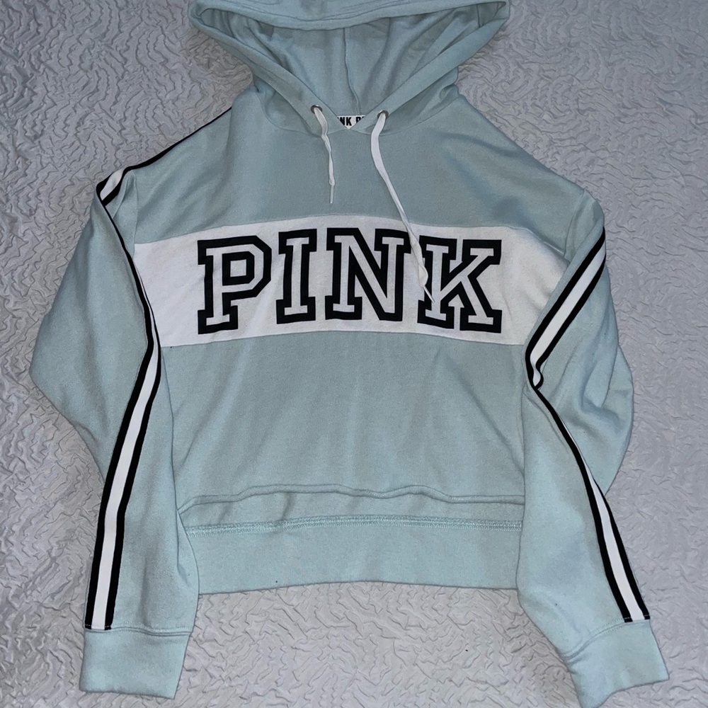 PINK teal cropped sweatshirt